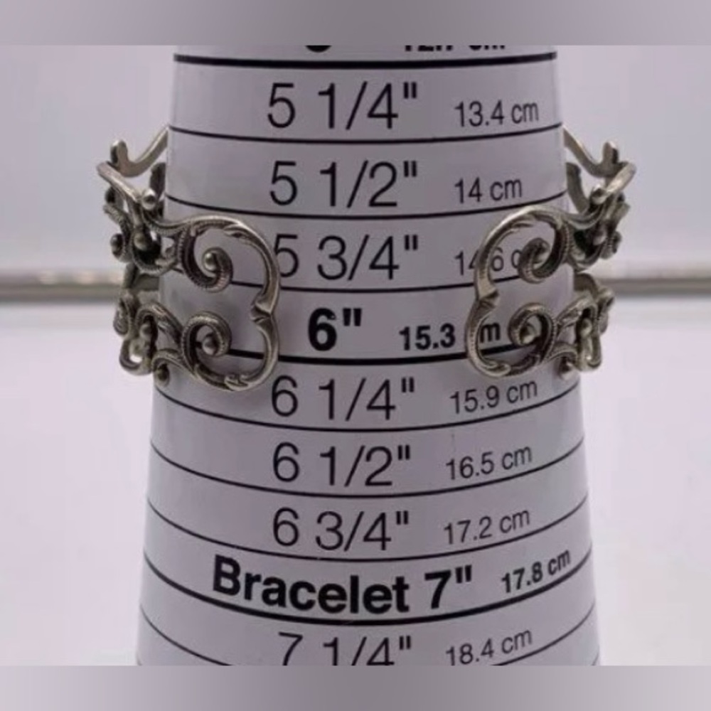 Sterling Silver Vintage Danecraft Filigree Art Nouveau Cuff Bracelet 6 inch - Picture 9 of 10